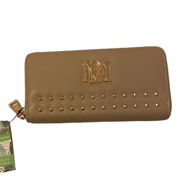 NWT Badgley Mischka Purse / Wallet with Gold Studs Taupe - Picture 1 of 4